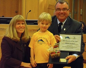 Mason Parkhill - 2011 Recycler of the Year with Ernie Daykin & Judy Dueck